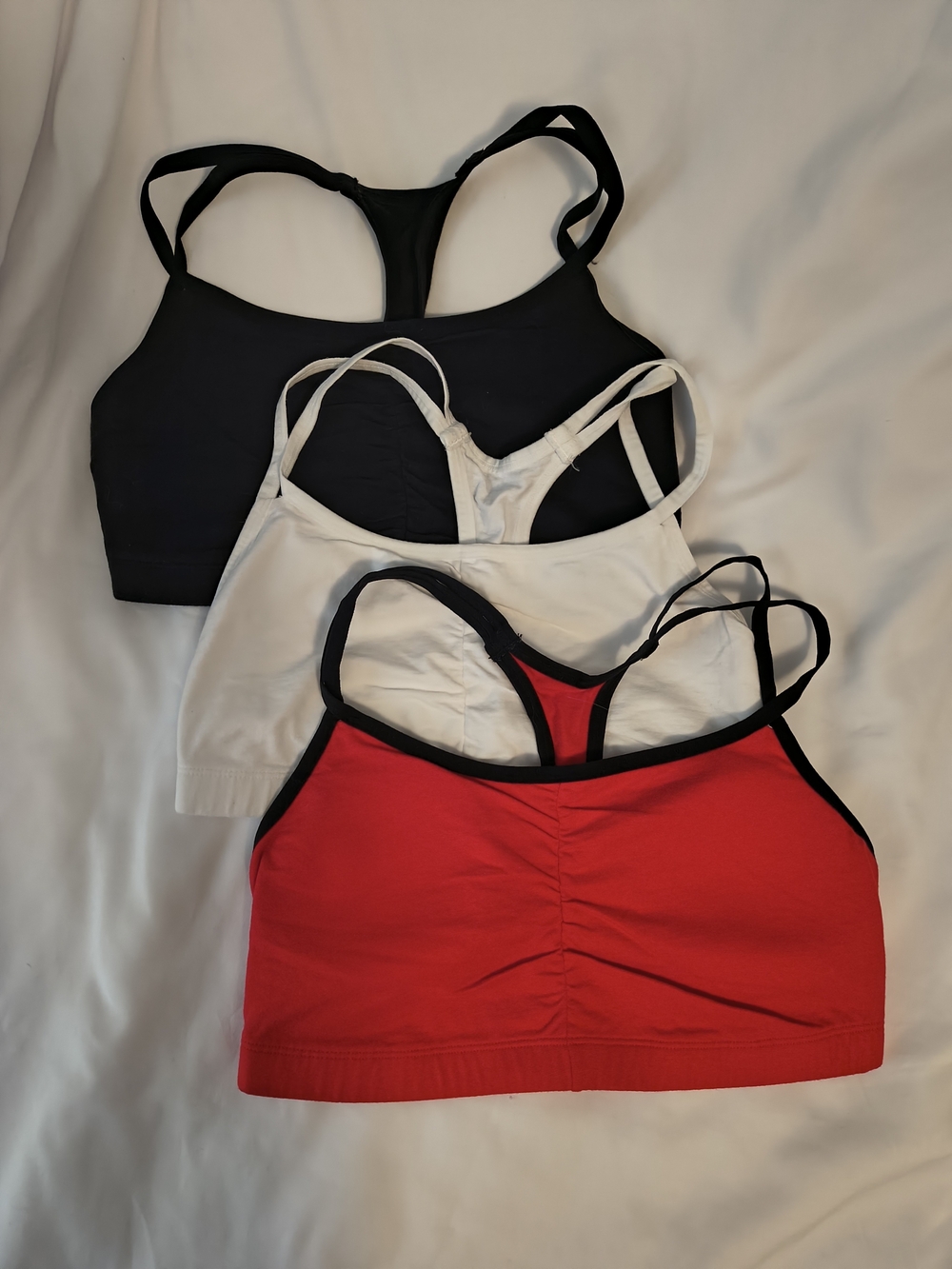 Fruit of the Loom Racerback Bralette Set - Black, White & Red
